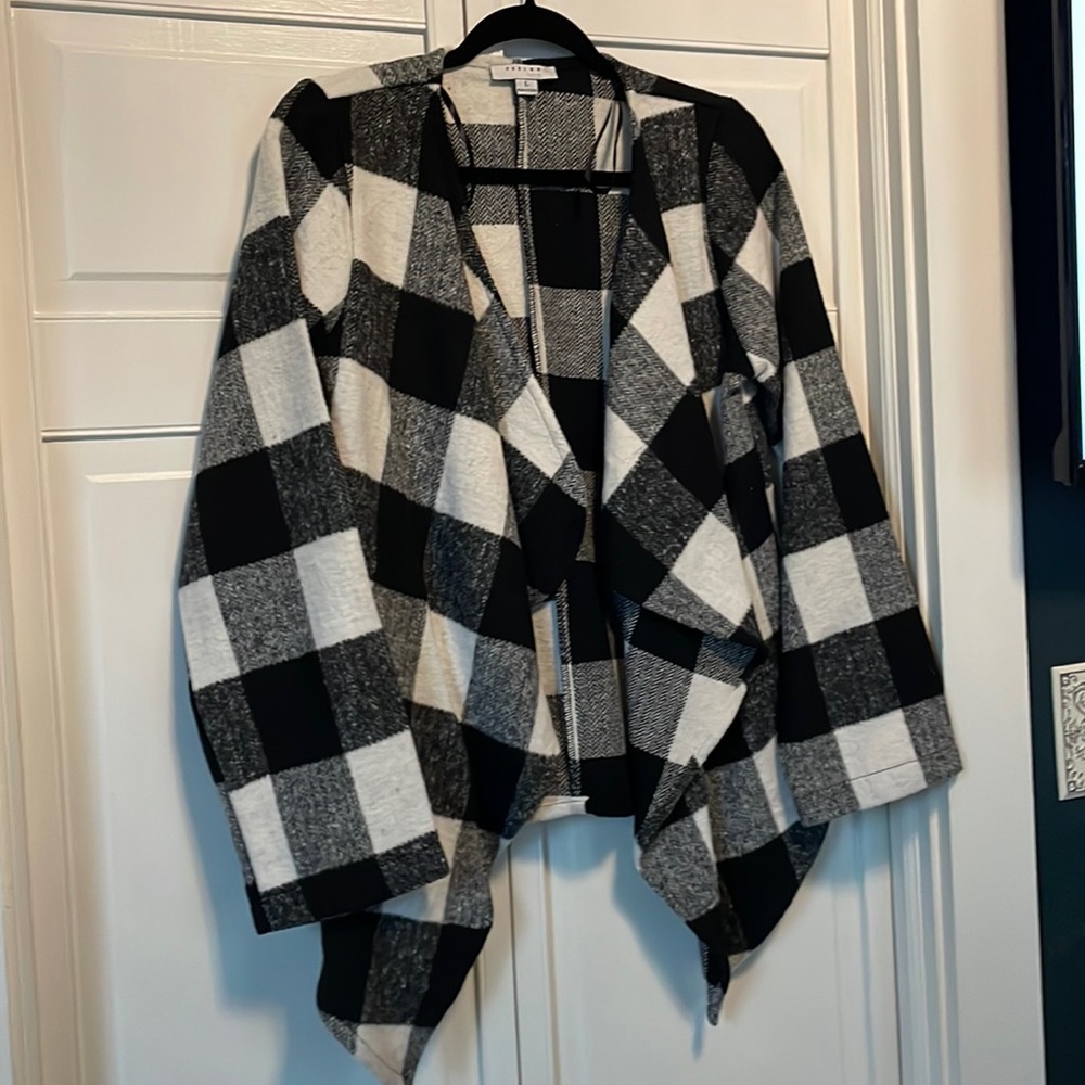 Flannel Blazer Black and White Buffalo Plaid